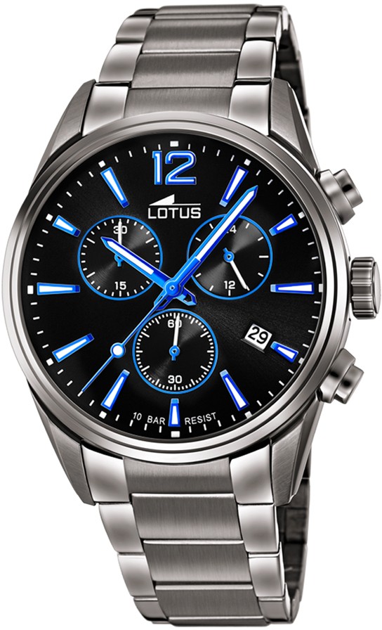 LOTUS MEN'S BLACK CHRONO 316L STAINLESS STEEL WATCH BRACELET 18682/6