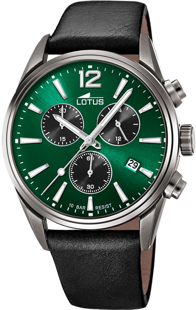 LOTUS MEN'S GREEN CHRONO LEATHER WATCH BRACELET 18683/4