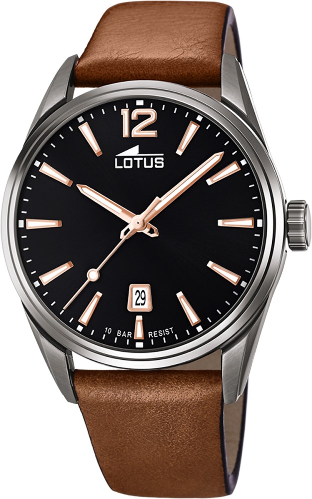 LOTUS MEN'S BLACK CHRONO LEATHER WATCH BRACELET 18685/2