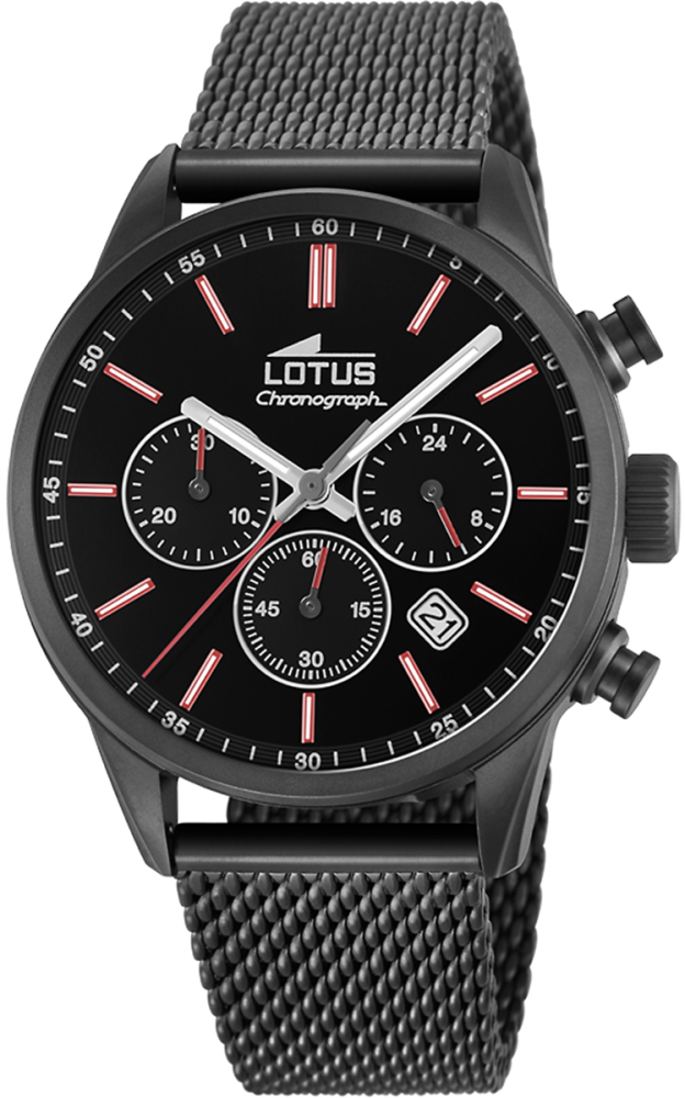 LOTUS MEN'S BLACK STAINLESS STEEL WATCH BRACELET 18700/1