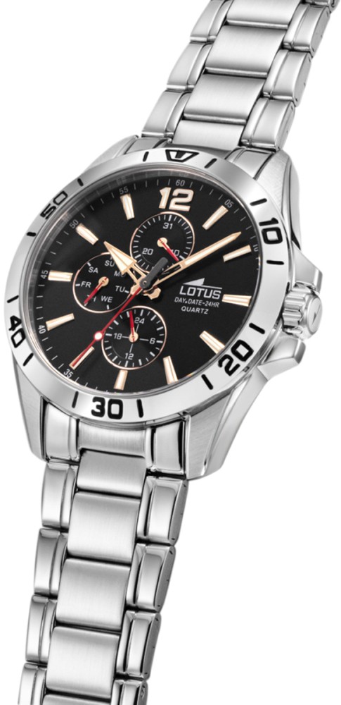 LOTUS MEN'S BLACK STAINLESS STEEL WATCH BRACELET 18812/6