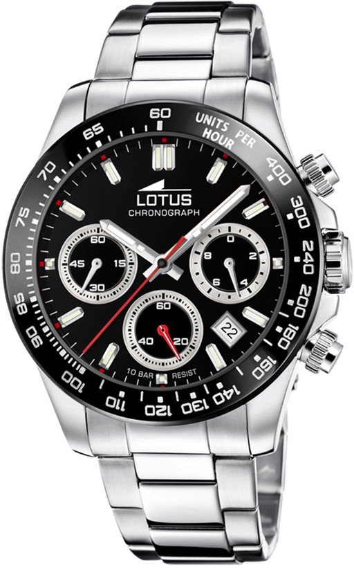 LOTUS MEN'S BLACK STAINLESS STEEL WATCH BRACELET 18912/6