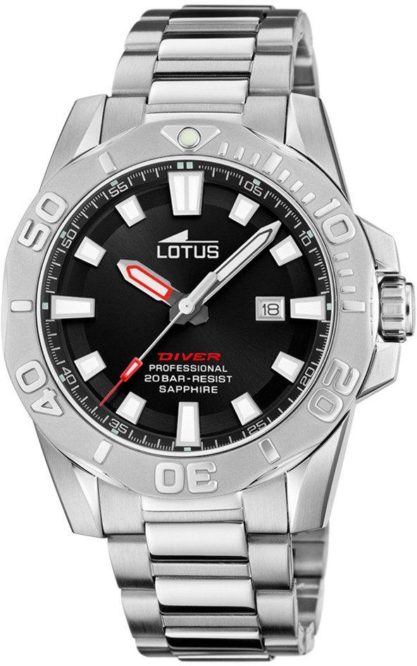 LOTUS MEN'S BLACK STAINLESS STEEL WATCH BRACELET 18926/6