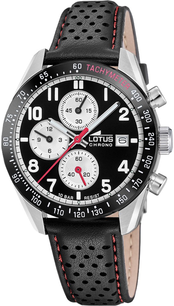 LOTUS MEN'S BLACK CHRONO LEATHER WATCH BRACELET 18995/4