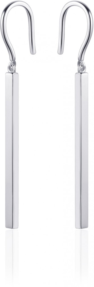 Gisser Jewels - Oorbellen - Oorhaken Staaf Glad -  45mm x 2.5mm - Gerhodineerd Zilver 925