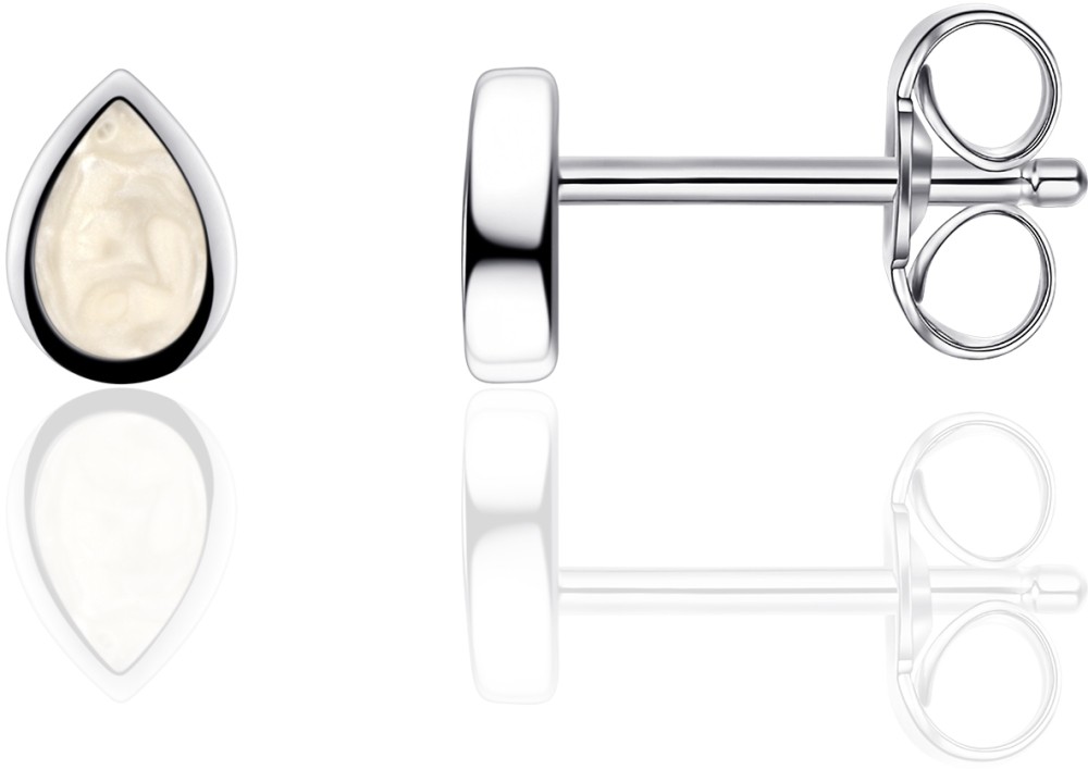 Gisser Jewels - I05E008 - Oorbellen - Oorstekers - Parelmoer ingelegd - 6mm x 4mm - Gerhodineerd Zilver 925