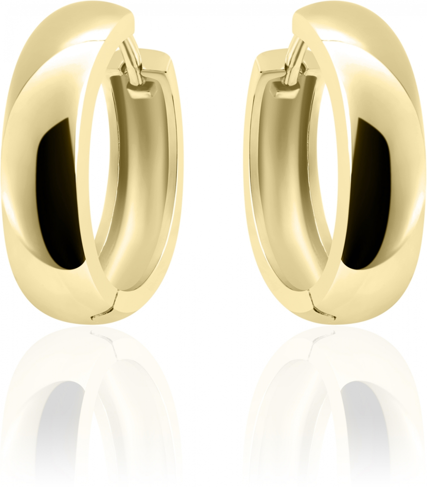 Gisser Jewels - Oorbellen - Oorringen - Half bol glad met schanier  - 5mm Breed - 22mmØ - Verguld Zilver 925