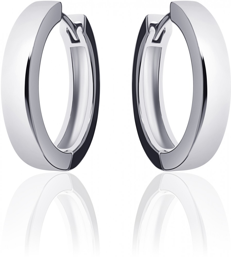 Gisser Jewels - Oorbellen - Oorringen met Scharnier - Vlak Glad - 4mm Breed - 22mmØ - Gerhodineerd Zilver 925