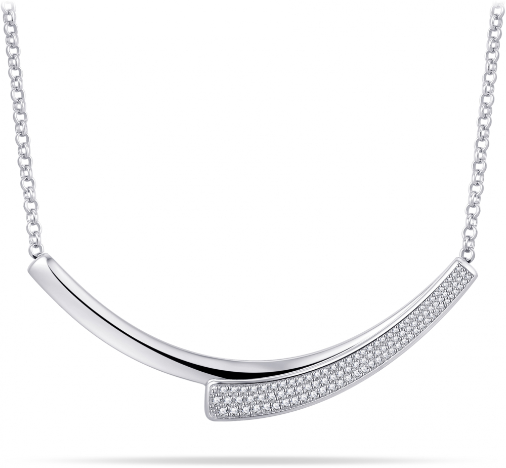 Gisser Jewels - Hanger incl. Jassaron Collier - Fantasie gezet met Zirkonia Stenen - 80mm Breed - 50cm - Gerhodineerd Zilver 925