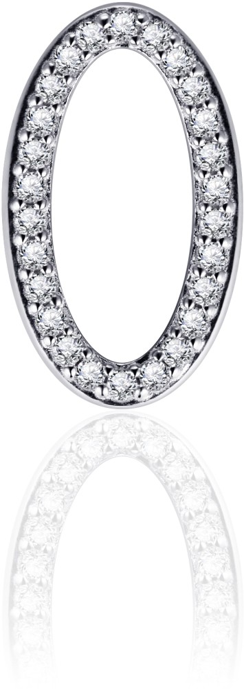 Gisser Jewels - Hanger excl. Collier - Ovaal open gezet met Zirkonia - 16.5mm x 10mm - Gerhodineerd Zilver 925