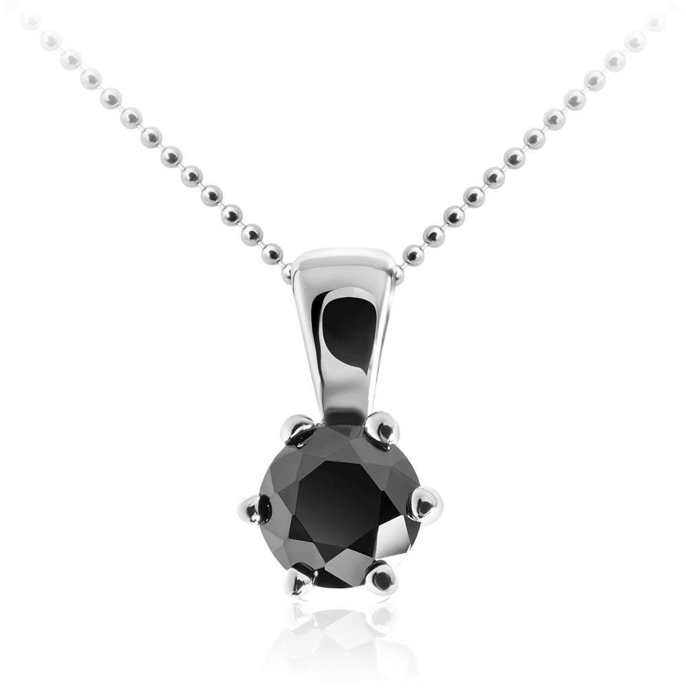 Gisser Jewels - Hanger excl. Collier - Solitaire gezet met Zwarte Zirkonia - 4mm Breed - Gerhodineerd Zilver 925