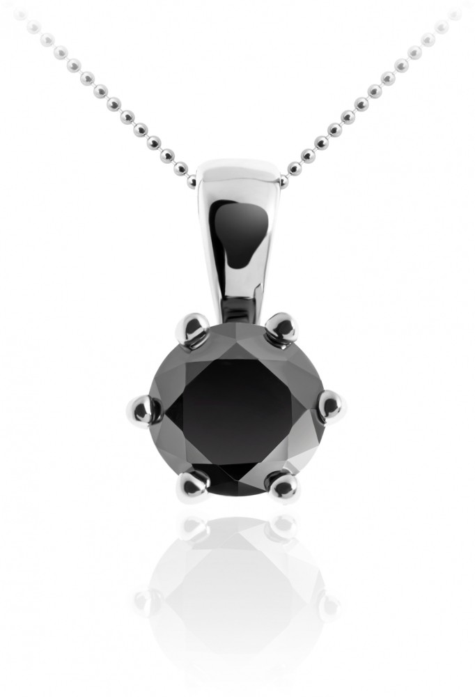 Gisser Jewels - Hanger excl. Collier - Solitaire gezet met Zwarte Zirkonia - 5mm Breed - Gerhodineerd Zilver 925