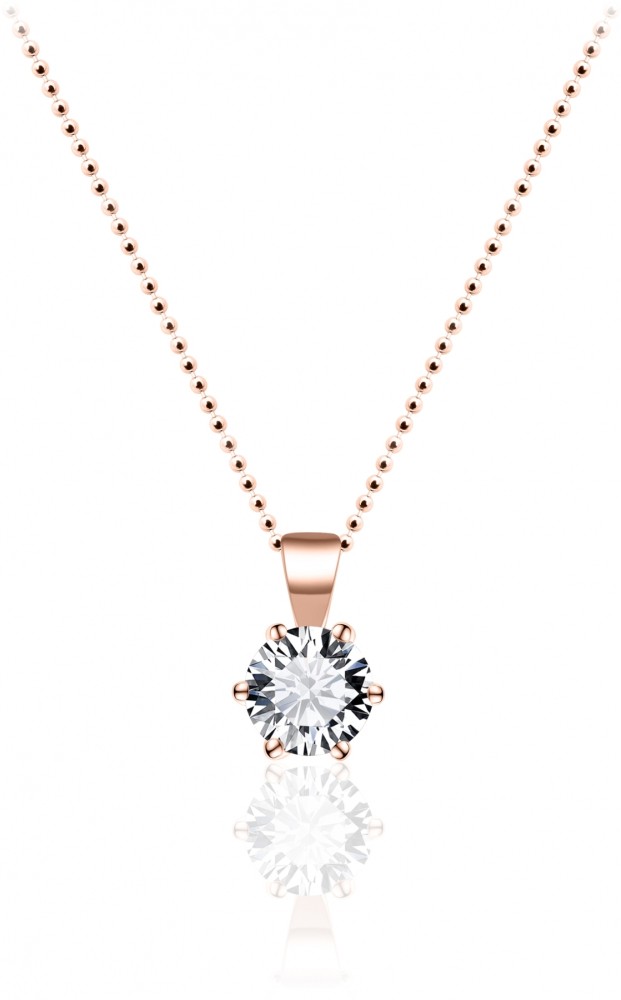 Gisser Jewels - Hanger excl. Collier - Solitaire gezet met Zirkonia - 6mm Breed - Rosé verguld Zilver 925