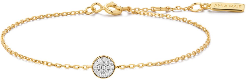 Gold Pavé Disc Bracelet S