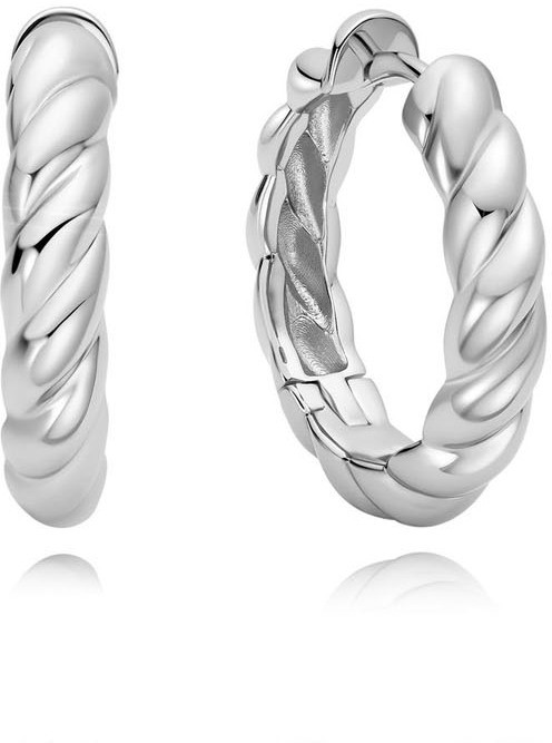 Silv. Twisted Hug. Hoop Earrings E