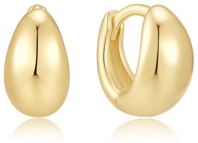 Gold Pebble Huggie Hoop Earrings E