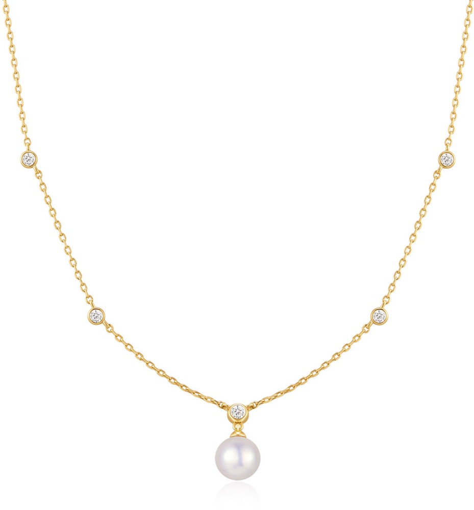 Gld Station Neckl. Pearl Pendant S
