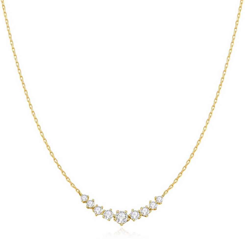 Gold Graduated Pavé Arc Necklace S