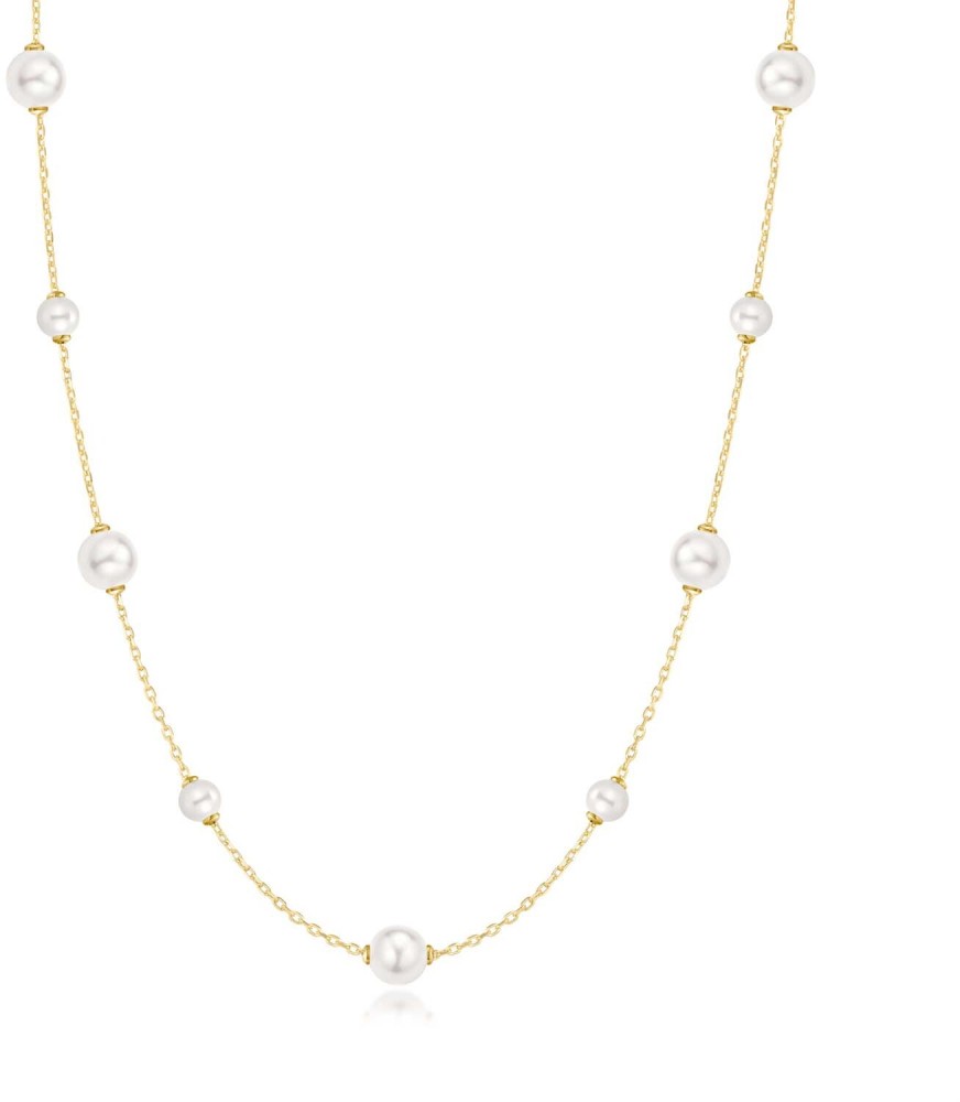 Gld Shell Pearl Station Necklace S