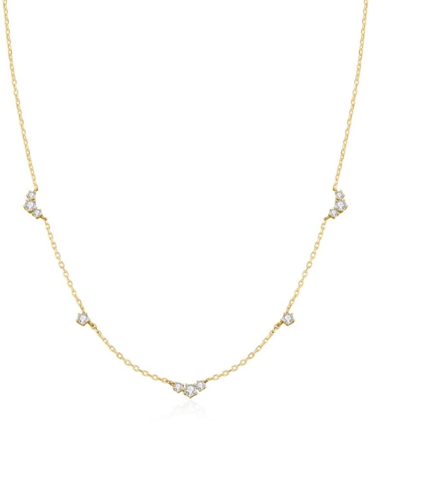 Gld Cluster Single St. Necklace S