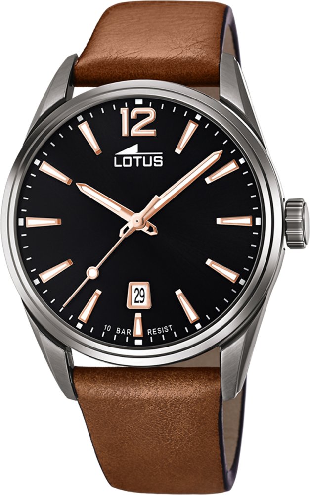 LOTUS MEN'S BLACK CHRONO LEATHER WATCH BRACELET 18685/2