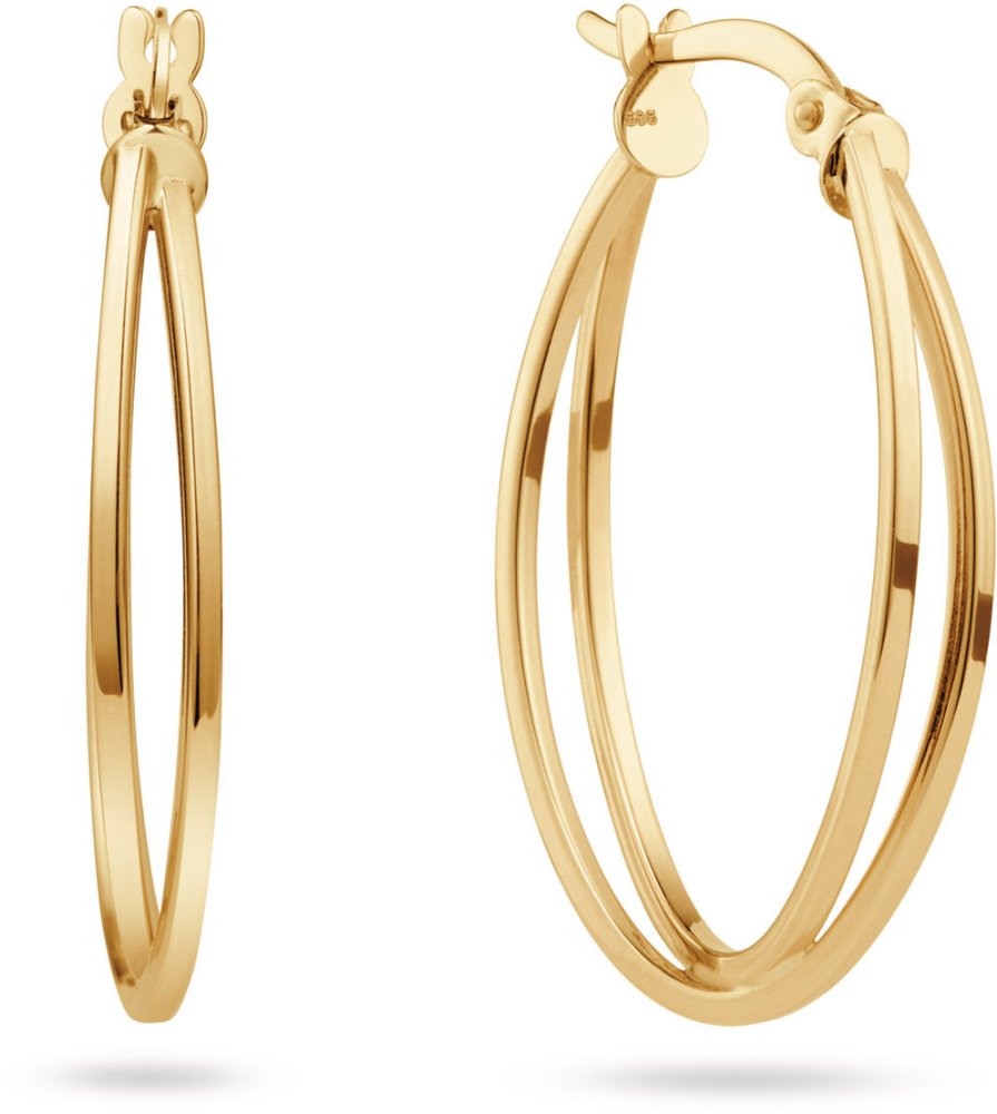 Glow 207.0240.00 Dames Oorringen Dubbel Ovaal 30 mm 14 Karaat Goud