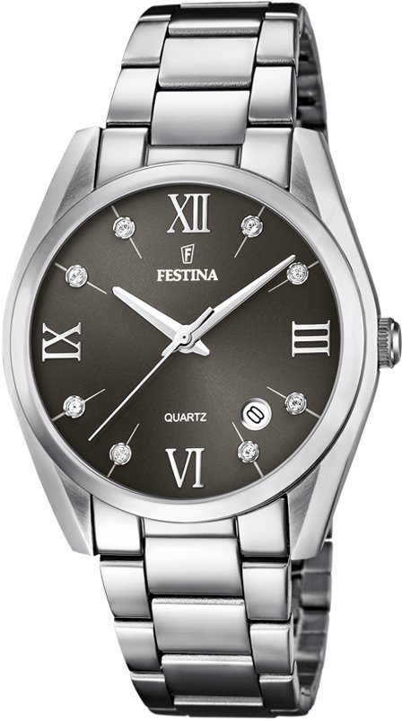 Festina F16790/F Boyfriend Dames Horloge Grijze Wijzerplaat Staal