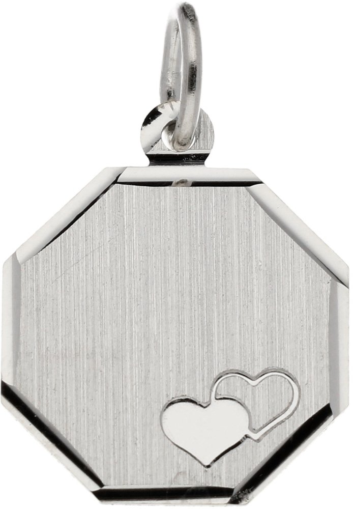 Glow 142.0025.15 Unisex Hanger Graveerplaatje Achthoek 18x15 mm Zilver