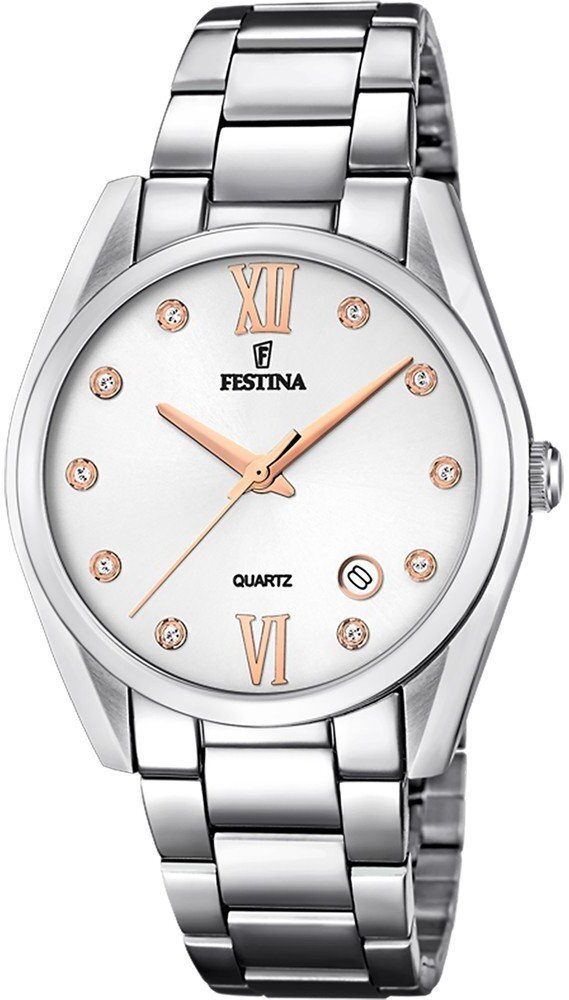 Festina F16790/A Boyfriend Dames Horloge Zilveren Wijzerplaat Staal