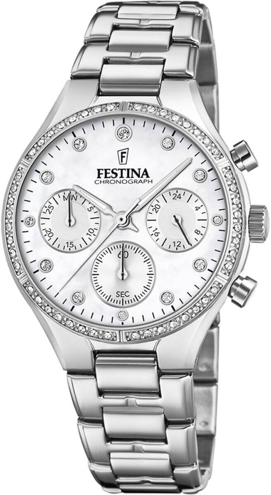 Festina F20401/1 Boyfriend Dames Chronograaf Parelmoeren Wijzerplaat Staal