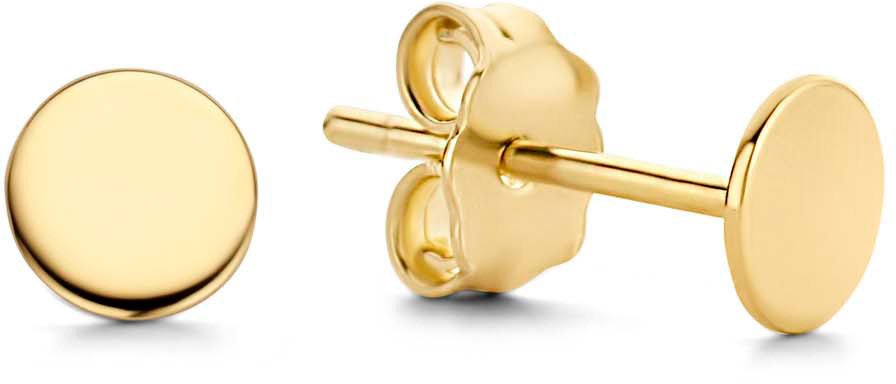 Jackie Gold JKE20.058 Dames Oorbellen Rond Plaatje 5 mm 14 Karaat Goud