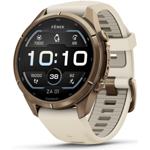 Garmin Fenix 9 Pro - 43 mm AMOLED Autumn Gold Titanium Smartwatch met cream/Fog French gray band 010-04335-26